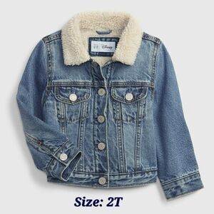 babyGap‎ - 2T - Disney Minnie Mouse Sherpa Lined Denim Icon Jacket